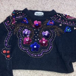 Vintage Colorful Sequin Sweater